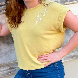 Self Love Crop Yellow Shirt